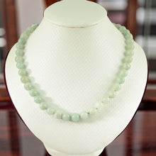 Load image into Gallery viewer, Celadon Green Jadeite Bead Necklace – Knotted with .925 Silver