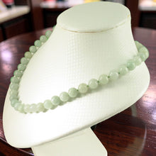 Load image into Gallery viewer, Celadon Green Jadeite Bead Necklace – Knotted with .925 Silver