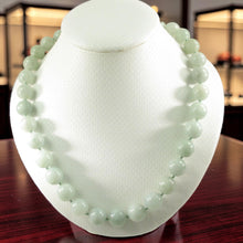 Load image into Gallery viewer, 10mm Celadon Jadeite Necklace – 14K Yellow Gold Clasp