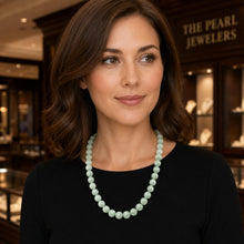 Load image into Gallery viewer, 10mm Celadon Jadeite Necklace – 14K Yellow Gold Clasp