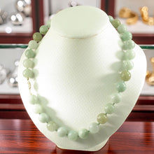 Load image into Gallery viewer, Mixed Green Jadeite Round Bead Necklace – 14K Gold Clasp