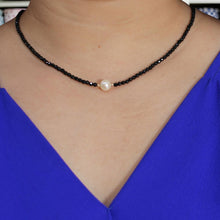 Load image into Gallery viewer, Black Onyx &amp; Pearl Necklace with 14K Gold Beads