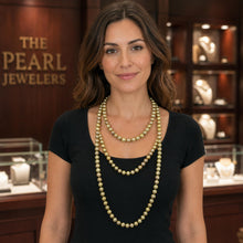 Load image into Gallery viewer, Champagne Freshwater Pearl Infinity Necklace – 60” Hand Knotted