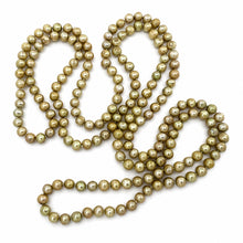 Load image into Gallery viewer, Champagne Freshwater Pearl Infinity Necklace – 60” Hand Knotted