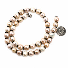 Load image into Gallery viewer, Pale Pink Baroque Pearl Necklace – Sterling Silver Bali Spacers