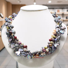 Load image into Gallery viewer, Peacock Heart Coin Pearl Twist Necklace – .925 Silver Toggle Clasp