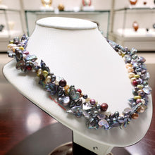 Load image into Gallery viewer, Peacock Heart Coin Pearl Twist Necklace – .925 Silver Toggle Clasp