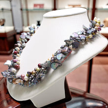 Load image into Gallery viewer, Peacock Heart Coin Pearl Twist Necklace – .925 Silver Toggle Clasp