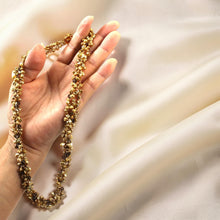 Load image into Gallery viewer, Three-Strand Golden-Green Keshi Pearl Necklace with Smoky Quartz