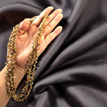 Load image into Gallery viewer, Three-Strand Golden-Green Keshi Pearl Necklace with Smoky Quartz