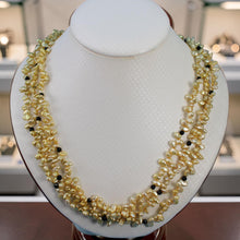 Load image into Gallery viewer, Golden-Green Keshi Pearl &amp; Black Onyx Necklace