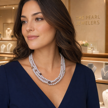 Load image into Gallery viewer, Lavender Roundel Pearl Twist Necklace with Sterling Silver