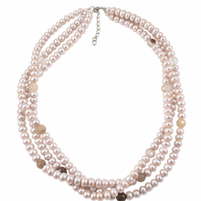 Load image into Gallery viewer, Lavender Roundel Pearl Twist Necklace with Sterling Silver