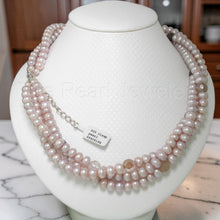 Load image into Gallery viewer, Lavender Roundel Pearl Twist Necklace with Sterling Silver