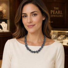 Load image into Gallery viewer, Black Cultured Pearl Necklace – Adjustable Sterling Silver Clasp