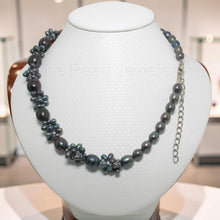 Load image into Gallery viewer, Black Cultured Pearl Necklace – Adjustable Sterling Silver Clasp