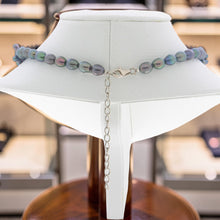 Load image into Gallery viewer, Black Cultured Pearl Necklace – Adjustable Sterling Silver Clasp