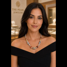 Load image into Gallery viewer, Baroque Pearl &amp; Star Coin Pearl with Agate Necklace – .925 Silver