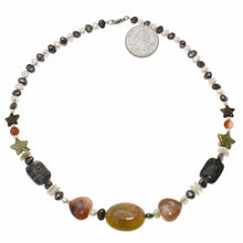 Load image into Gallery viewer, Baroque Pearl &amp; Star Coin Pearl with Agate Necklace – .925 Silver