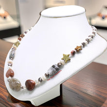 Load image into Gallery viewer, Baroque Pearl &amp; Star Coin Pearl with Agate Necklace – .925 Silver