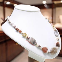Load image into Gallery viewer, Baroque Pearl &amp; Star Coin Pearl with Agate Necklace – .925 Silver