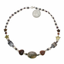 Load image into Gallery viewer, Baroque Pearl &amp; Star Coin Pearl with Agate Necklace – .925 Silver