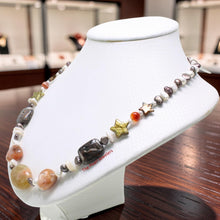 Load image into Gallery viewer, Baroque Pearl &amp; Star Coin Pearl with Agate Necklace – .925 Silver