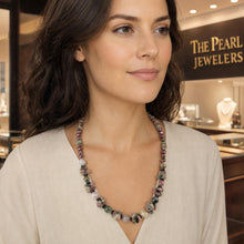 Load image into Gallery viewer, A Unique Design Purple Baroque Pearl &amp; Tourmaline Necklace 925 Silver Clasp TPJ