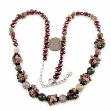 Load image into Gallery viewer, A Unique Design Purple Baroque Pearl &amp; Tourmaline Necklace 925 Silver Clasp TPJ