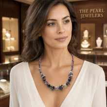 Load image into Gallery viewer, Purple Baroque Pearl &amp; Tourmaline Necklace with Extension – .925 Silver (20")