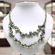 Load image into Gallery viewer, Green Baroque Pearl Layered Necklace – .925 Silver Clasp