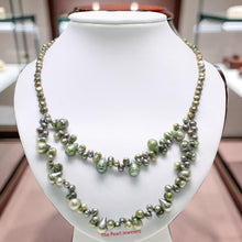 Load image into Gallery viewer, Green Baroque Pearl Layered Necklace – .925 Silver Clasp