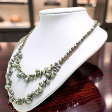 Load image into Gallery viewer, Green Baroque Pearl Layered Necklace – .925 Silver Clasp