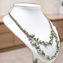 Load image into Gallery viewer, Green Baroque Pearl Layered Necklace – .925 Silver Clasp