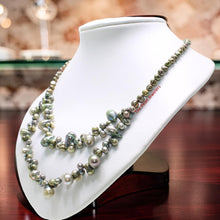Load image into Gallery viewer, Green Baroque Pearl Layered Necklace – .925 Silver Clasp