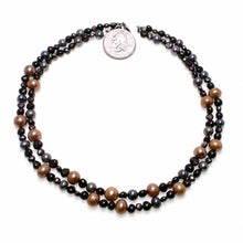 Load image into Gallery viewer, Double Strand Champagne Pearl Necklace – .925 Silver Clasp