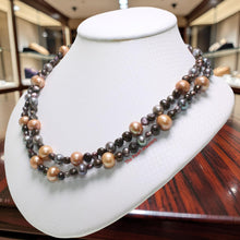 Load image into Gallery viewer, Double Strand Champagne Pearl Necklace – .925 Silver Clasp