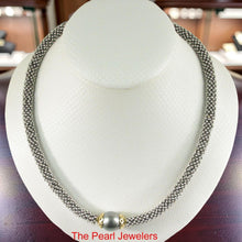 Load image into Gallery viewer, Beauty Unique Sterling Silver Bali Beads &amp; Black Tahitian Pearl Necklace