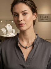 Load image into Gallery viewer, Beauty Unique Sterling Silver Bali Beads &amp; Black Tahitian Pearl Necklace