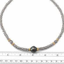 Load image into Gallery viewer, Beautiful Black Tahitian Pearl &amp; Silver 925 Bali Beads Necklace
