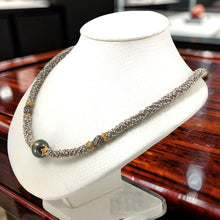 Load image into Gallery viewer, Beautiful Black Tahitian Pearl &amp; Silver 925 Bali Beads Necklace