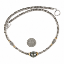 Load image into Gallery viewer, Unique Design Black Tahitian Pearl &amp; Bali Beads Necklace