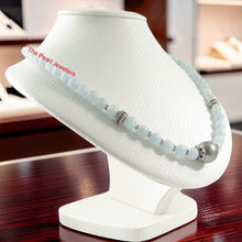 Load image into Gallery viewer, Natural Aquamarine &amp; Silver Beads Gray Tahitian Pearl Necklace