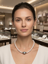 Load image into Gallery viewer, Gray Tahitian Pearl with F/W Pearls &amp; Silver Bali Beads Necklace