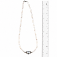 Load image into Gallery viewer, Gray Tahitian Pearl with F/W Pearls &amp; Silver Bali Beads Necklace
