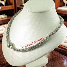 Load image into Gallery viewer, Blue Tahitian Pearl with 14k Gold Roundels &amp; Silver Bali Beads Necklace