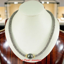 Load image into Gallery viewer, 16mm Black Tahitian Pearl with Silver 925 Bali Beads Necklace