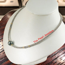 Load image into Gallery viewer, Unique Black Tahitian Pearl with Silver &amp; Gold-Plated Bali Beads Necklace
