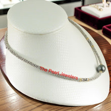 Load image into Gallery viewer, Unique Black Tahitian Pearl with Silver &amp; Gold-Plated Bali Beads Necklace