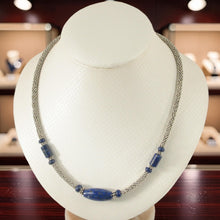 Load image into Gallery viewer, Natural Lapis Lazuli Tube Beads &amp; Silver .925 Bali Spacer Necklace